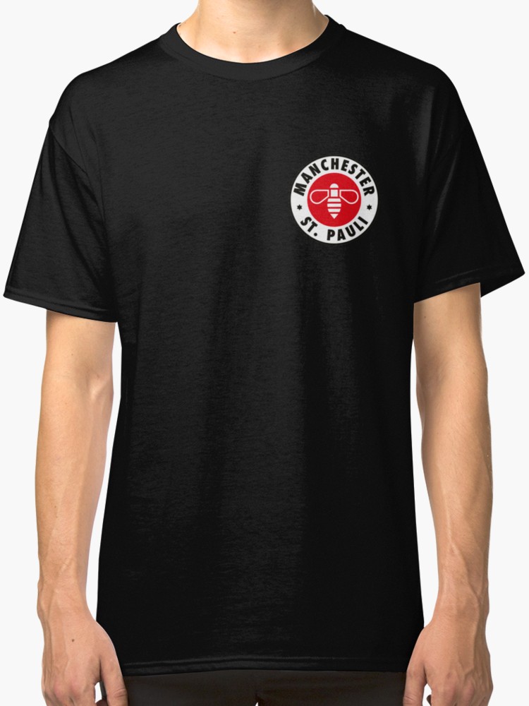 FC St Pauli T-shirt haut à manches courtes imprimé Peace Frieden Logo Olive Orange Homme Noir